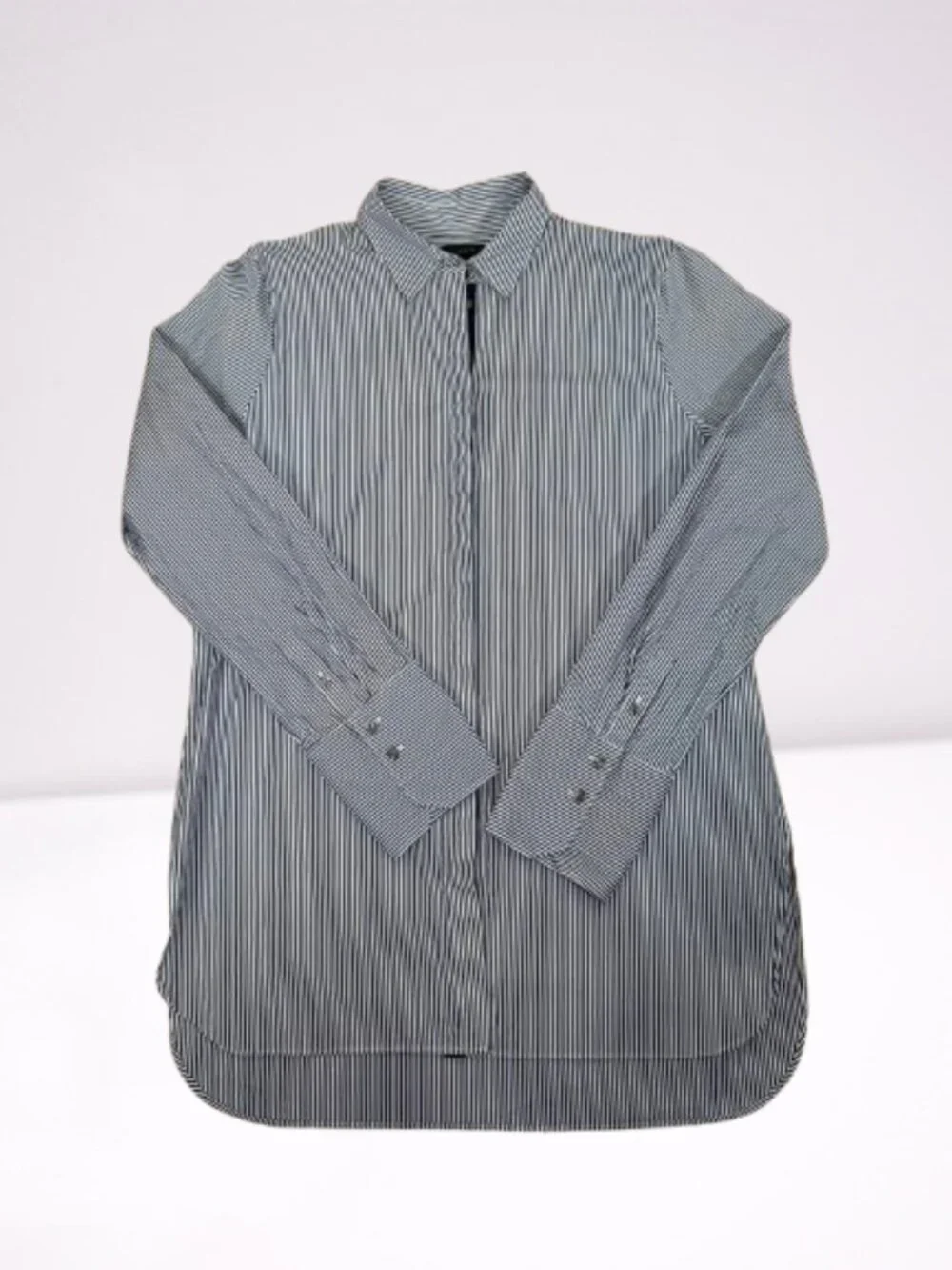 J. Crew Women's Endless Striped Button Down Shirt Tunic Size 14 Navy/White
